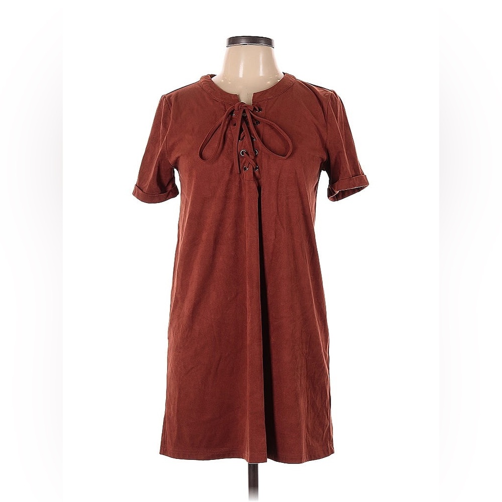 Sweet Wanderer Brown Lace-Up Mini Dress
